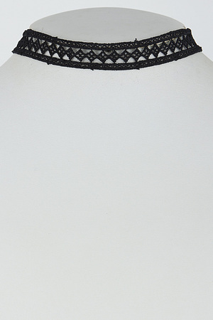 Intricate Patterned Black Choker 6HAH6